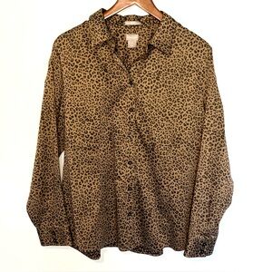 Chico’s animal print no iron Coolmax All Season long sleeve blouse sz 3